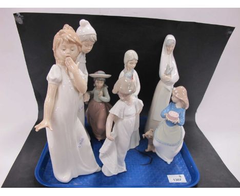 Nao Figurines, two in nightdresses 28cm high, two repaired (7).