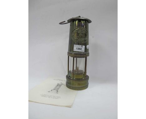 An E. Thomas &amp; Williams miners lamp No. 51126, with relevant paperwork.