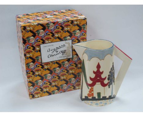 Wedgwood 'Bizarre, Clarice Cliff'' Kew Conical Jug, in the Art Deco manner, signed Jean Booth, with box, 23cm high.