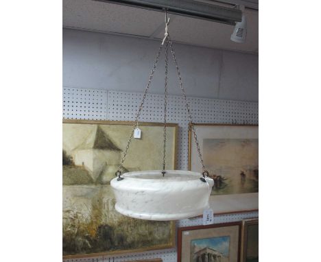 A 1930s Mottled Glass Ceiling Lamp, with chains.