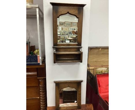Mark Laverton Furniture Sheffield Oak Mirror, with an arched top open shelf; together with one other smaller oak mirror, 36cm