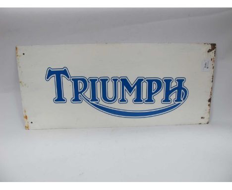 A Vintage Motor Dealer's Tin Sign for "Triumph" (cars and motorbikes?), 30.5 x 70cm.