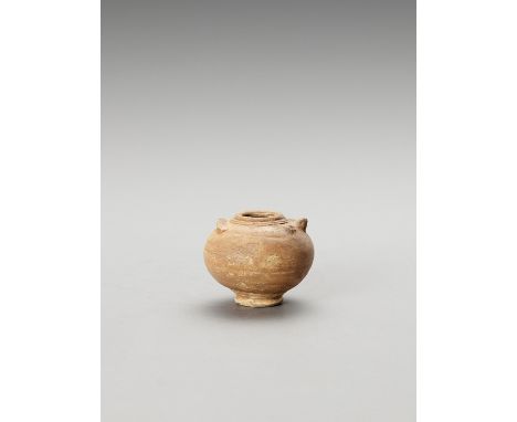   A SMALL CERAMIC VASE IN THE FORM OF AN OWL  Khmer Empire, late Angkor Period 12th -13th century. The stylized owl shaped va