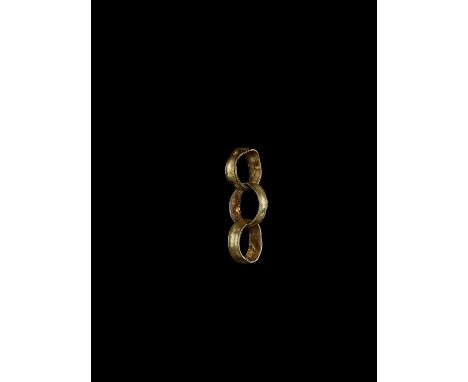   THREE THIN CHAM GOLD RINGS  Champa, c. 10th – 12th century. Three thin gold rings with wide bands and accentuated rims join