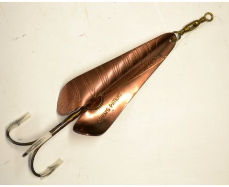 Geens Pat Combined Phantom and Spoon bait c.1900 - 3.25" body copper finish with scale effect, tailfin stamped with the Allco