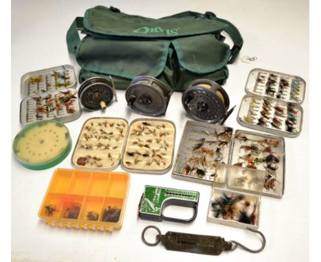 Orvis Lightweight tackle bag, fly reels and accessories - the complete kit to incl 3x various alloy trout fly reels, Youngs P