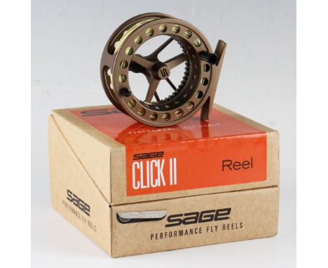 Sage Click II Series Hi-tec trout fly reel in makers box - 3 1/8"dia  c/w line and comes with Owner's Manual, Warranty Regist