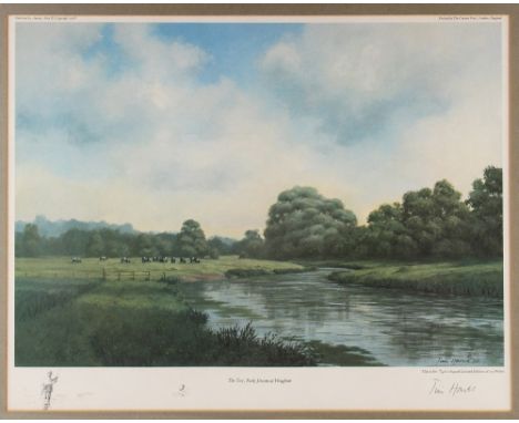 Tim Havers signed ltd ed large coloured fishing print - l titled "The Test, Park Stream at Houghton" signed in pencil to the 