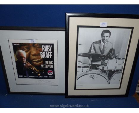 A framed and mounted Ruby Braff Print, Ruby Braff remembers Louis Armstrong with a written dedication signed Ruby Braff, 16 3
