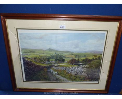 A framed and mounted Keith Melling Print 'Ribblesdale', signed in pencil in margin, glass a/f., 39 3/4" x 22 3/4".