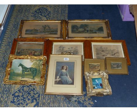 A quantity of Prints to include St. Simon by Lynwood Palmer, a lithograph by Adam East of cockerel and pheasants, hunting and