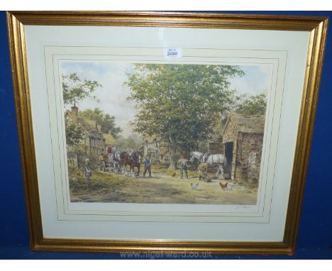 A framed and mounted print by John Chapman 'The Village Blacksmith', 27'' x 23 1/4''.