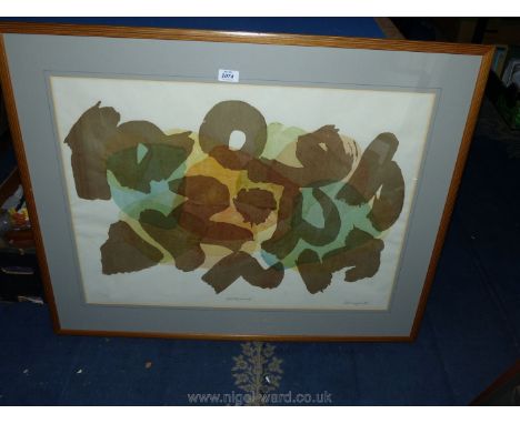 A large framed and mounted Ltd. Ed. Print, 1/7, titled 'Earth Dance', signed lower right Flanagan '84, 36 3/4" x 29 1/2".