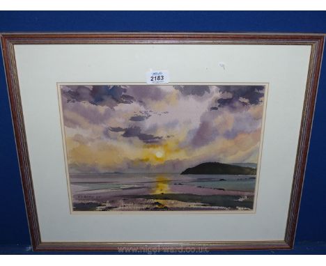 A framed and mounted sunset seascape, signed A.J. Avery, dated '95, 21" x 17".