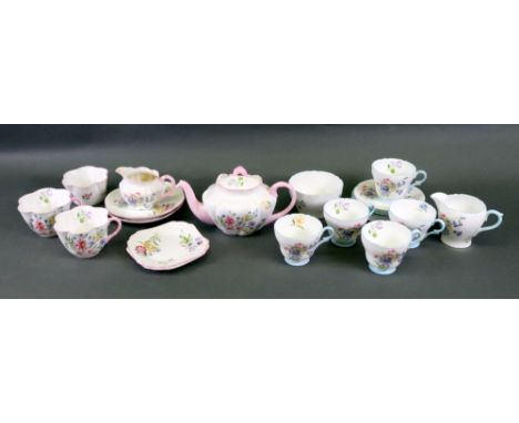 A Shelley Wild flowers 9 piece early morning tea service, and a 13 piece Shelley Wild Flowers part tea service, banded in blu