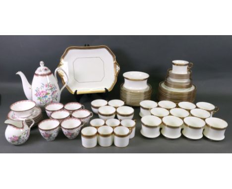 A Cauldon Greek key pattern tea and coffee service, 58 pieces and a Coalport Pembroke pattern 21 piece coffee service (79).
