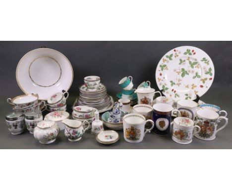 A Royal Worcester Royal Garden fruit bowl, 6 Coalport coffee cans and saucers, Royal Paragon Tree of Kashmir 17 piece tea ser