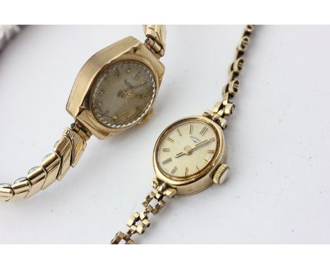 A lady's 9ct gold Rotary bracelet watch; a lady's 9ct gold Rotary watch on a gilt bracelet