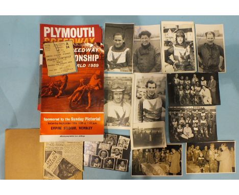 A collection of ten black and white photographs from the early-1950's showing Exeter Falcons speedway team and individual rid