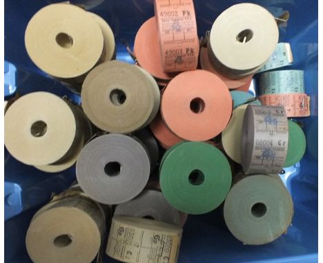 A collection of Ultimate bus ticket rolls by Bell Punch Co. and Control Items Ltd, approx 76.