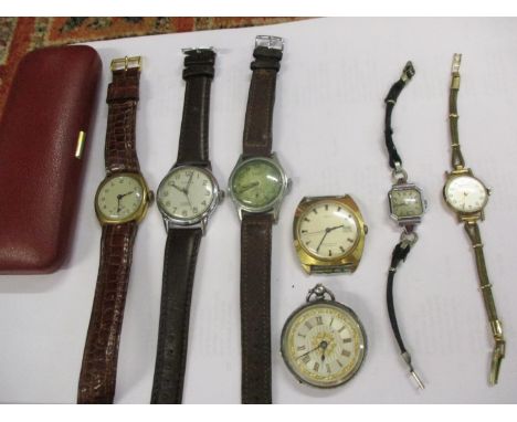 A Rotary 9ct gold ladies wristwatch and others to include a Timex, together with a pocket watch 