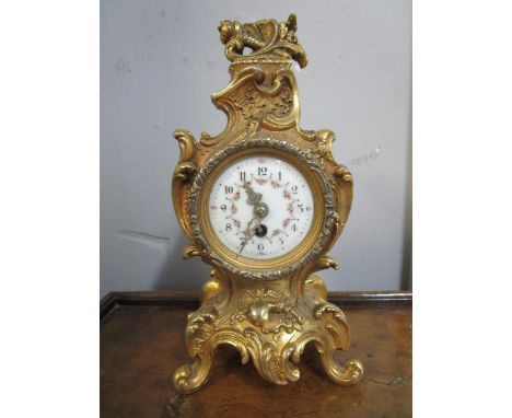 A French late 19th century gilt spelter case mantle clock 