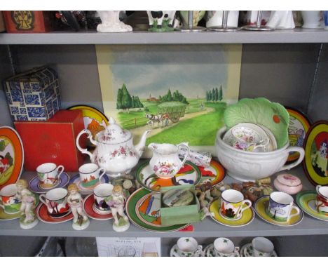 Ceramics to include a Royal Albert Lavender part teapot, Bradford Exchange The Bizarre World of Clarice Cliff plates and othe