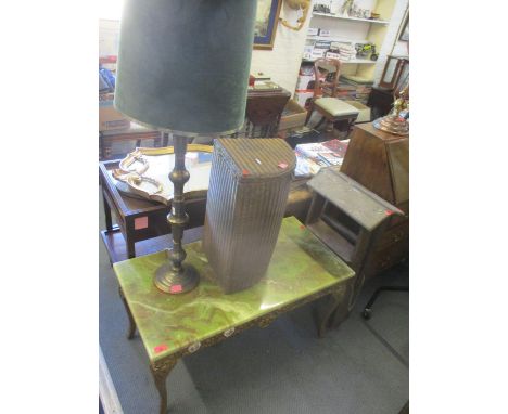 A Mixed lot to include a small vintage folding ladder, trolley, two mirrors, Lloyd Loom basket, coffee table, table lamp and 