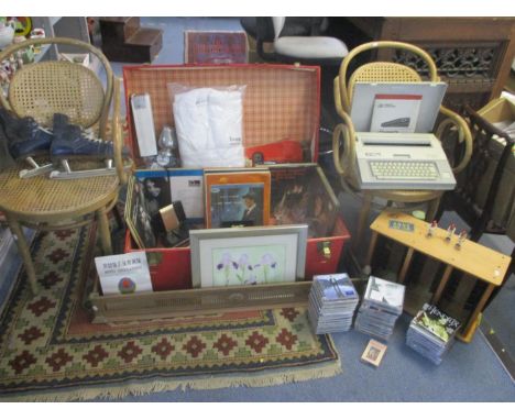 A mixed lot to include a brass fender A/F, thirty records and fifty one cd's, including 'The Very Best of Classical FM 2004' 