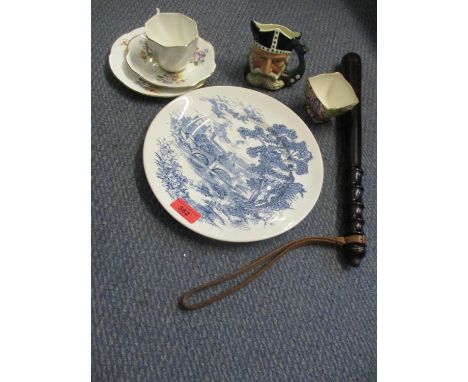 A vintage police truncheon and a small quantity of china to include a Royal Doulton character jug 'Viking'. 