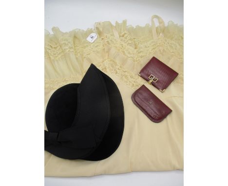 A Graham Smith felt ladies hat in black, together with a vintage Gucci maroon leather wallet, a vintage maroon leather Merced