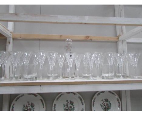 A decanter, champagne flutes etc