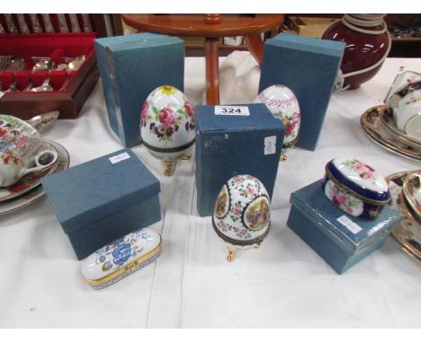 5 porcelain trinket/pill boxes including Limoges