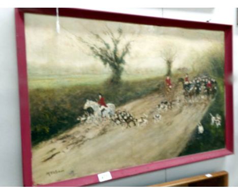 An oil on board fox hunting scene signed H Fletcher