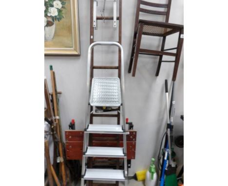 A step ladder and a ladder