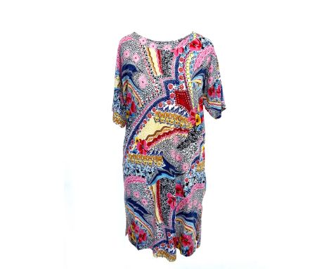 A Valentino Swimwear beach cover up in floral and tribal print, cotton/viscose blend, size L