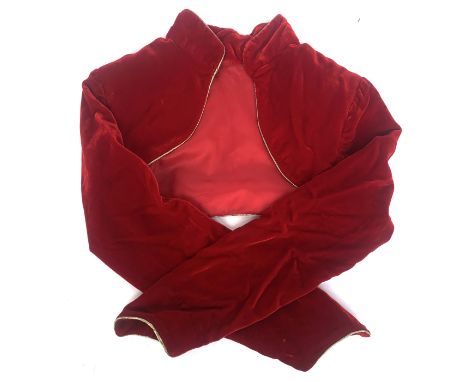 A children bolero / theatre costume in red velvet with gold trim, by Marquee Yeovil, 26" chest