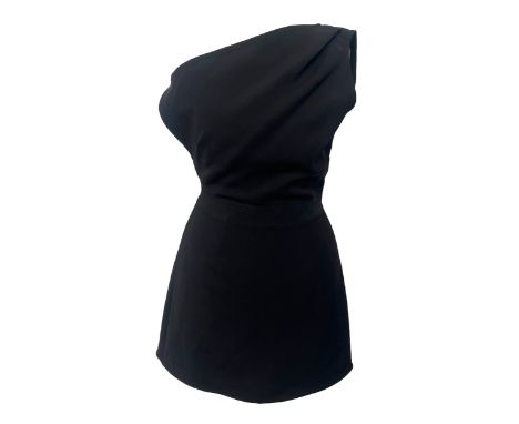 A Self Portrait asymmetric one shoulder mini dress in heavy material, zip and button closure, UK size 6, together with a Self