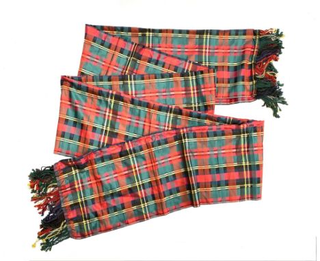 A late 19th/early 20th century silk tartan shawl with tasseled ends, 280cmL