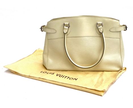 A Louis Vuitton 'Passy' handbag in white epi leather c.2007, silver tone hardware, product code SN2037, 39cm wide, with Louis