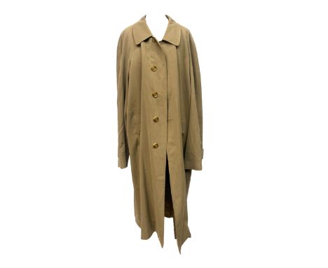 A Burberry car coat, 75% wool 25% cotton in beige with two button pockets and hidden button closures, approx 52" chest