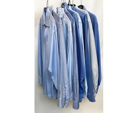 A lot of ten blue shirts to include Armani Collezioni, Emporio Armani, Gieves &amp; Hawkes, Pierre Cardin