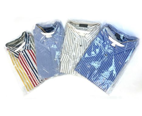 Four men's shirts to include: two Polo Jeans Company striped shirts, size XL; Ralph Lauren, 16"; Nautica, size M