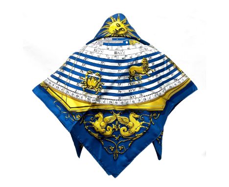 An Hermes Astrologie Forever 90 'Dies et Hore' carre silk scarf in original box, RRP£470, 88.5 x 88.5 cm