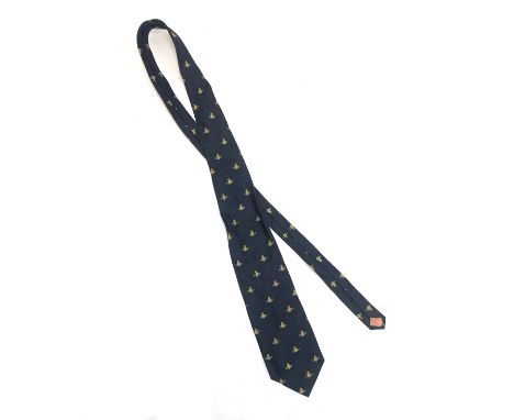 A Vivienne Westwood navy tie with orb print