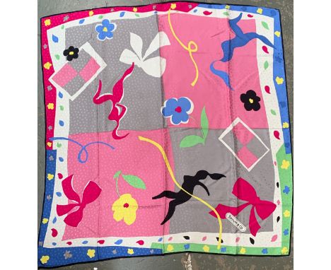 A Tiffany &amp; Co silk square scarf with floral abstract print, 90x90cm