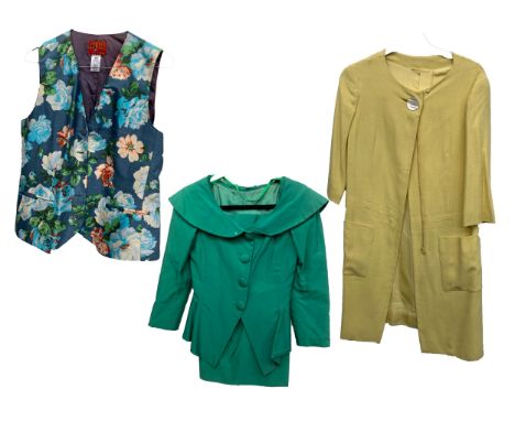 A Kenzo Jungle floral ladies waistcoat, size 40, together with  a Zanola Rhodes green ladies jacket and skirt set, handmade i