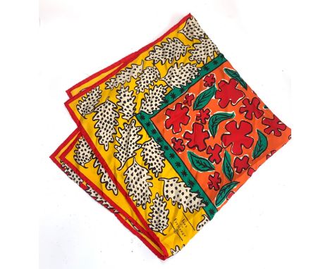 An Ines de la Fressange silk scarf, multicoloured stylised leaf pattern, 86x86cm