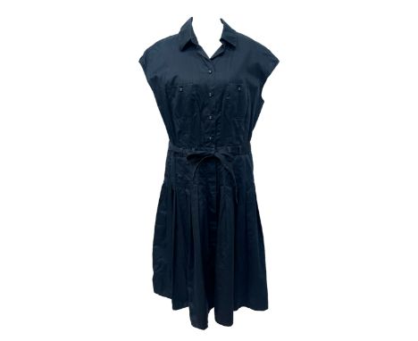 Five modern dresses to include Jaeger pleated navy dress in cotton, women's size 14, Kate Spade purple floral dress, women's 