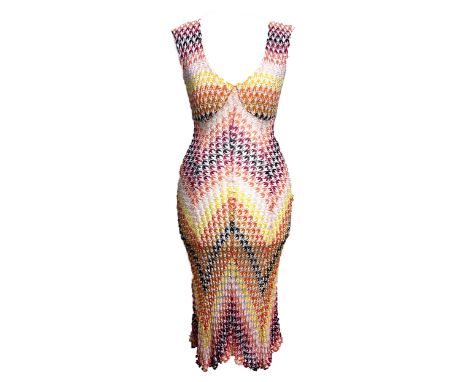 A Missoni knit dress with bust cup details, lined cups, together with Missoni pink slip skirt, size EU40